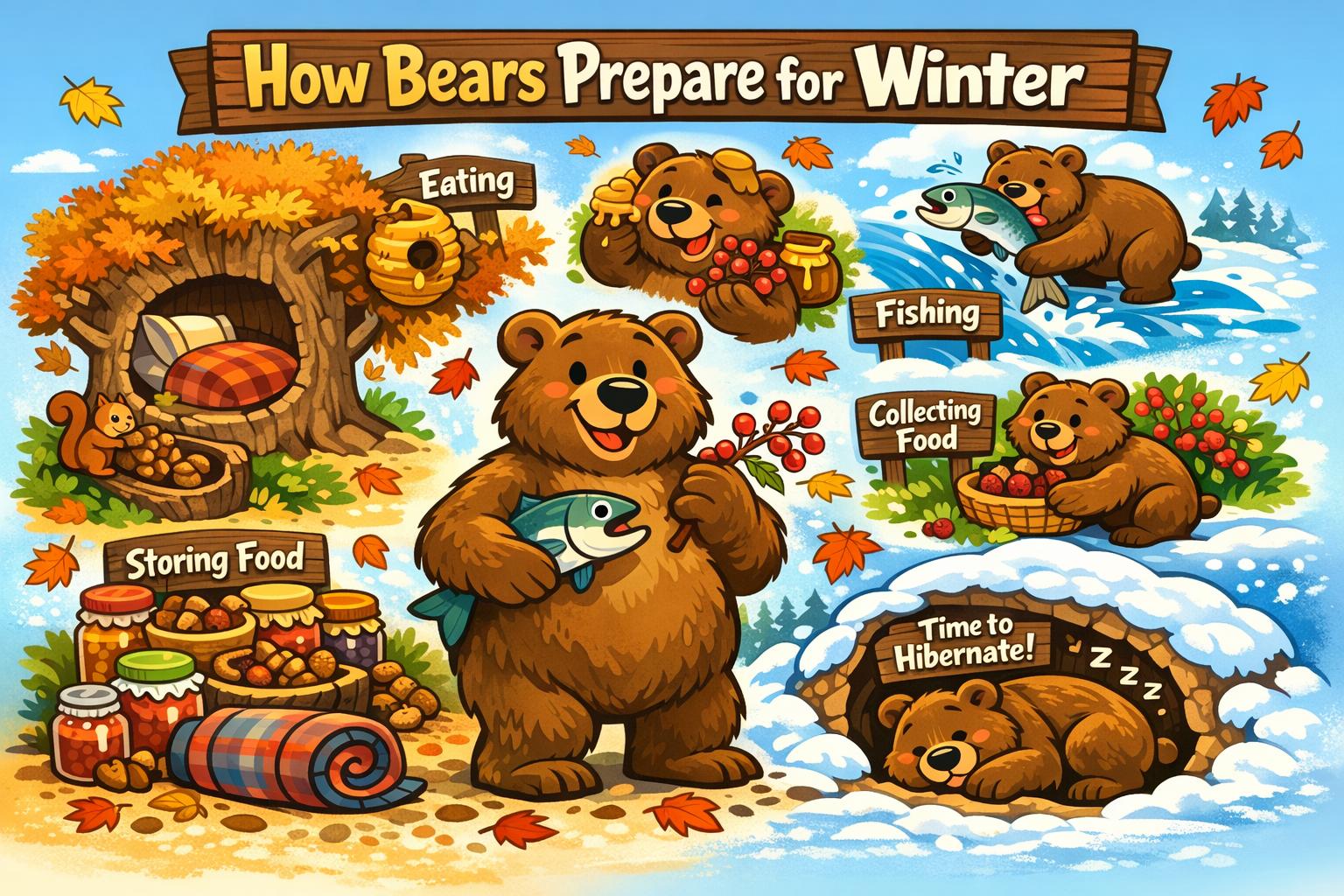 Cartoon bear illustration for article