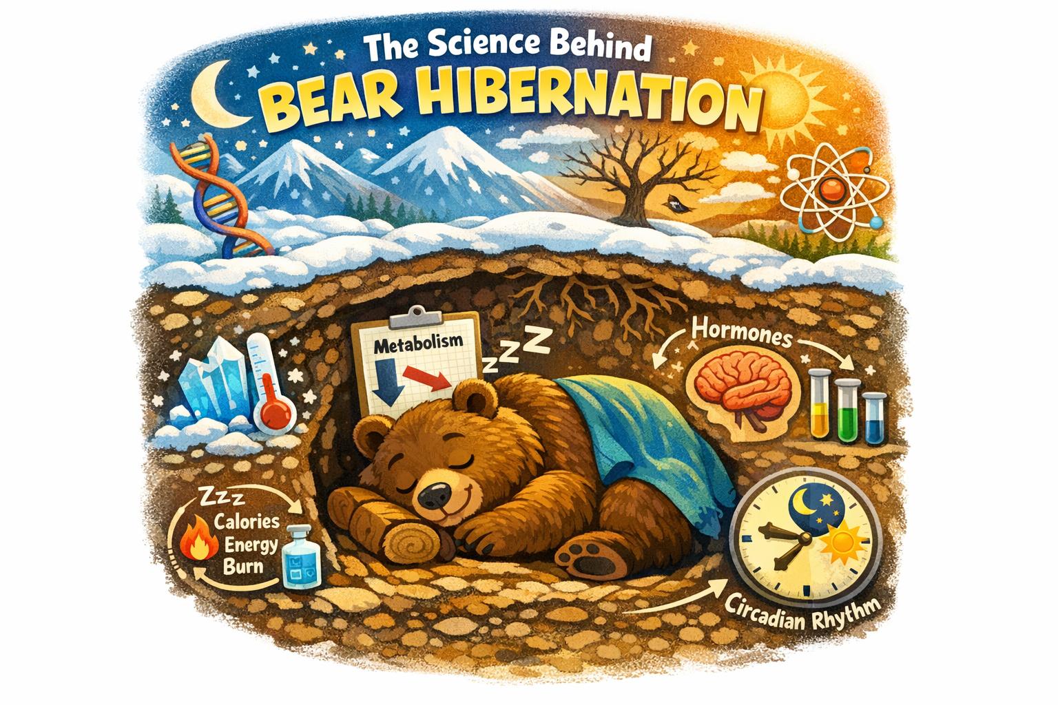 Cartoon bear illustration for article