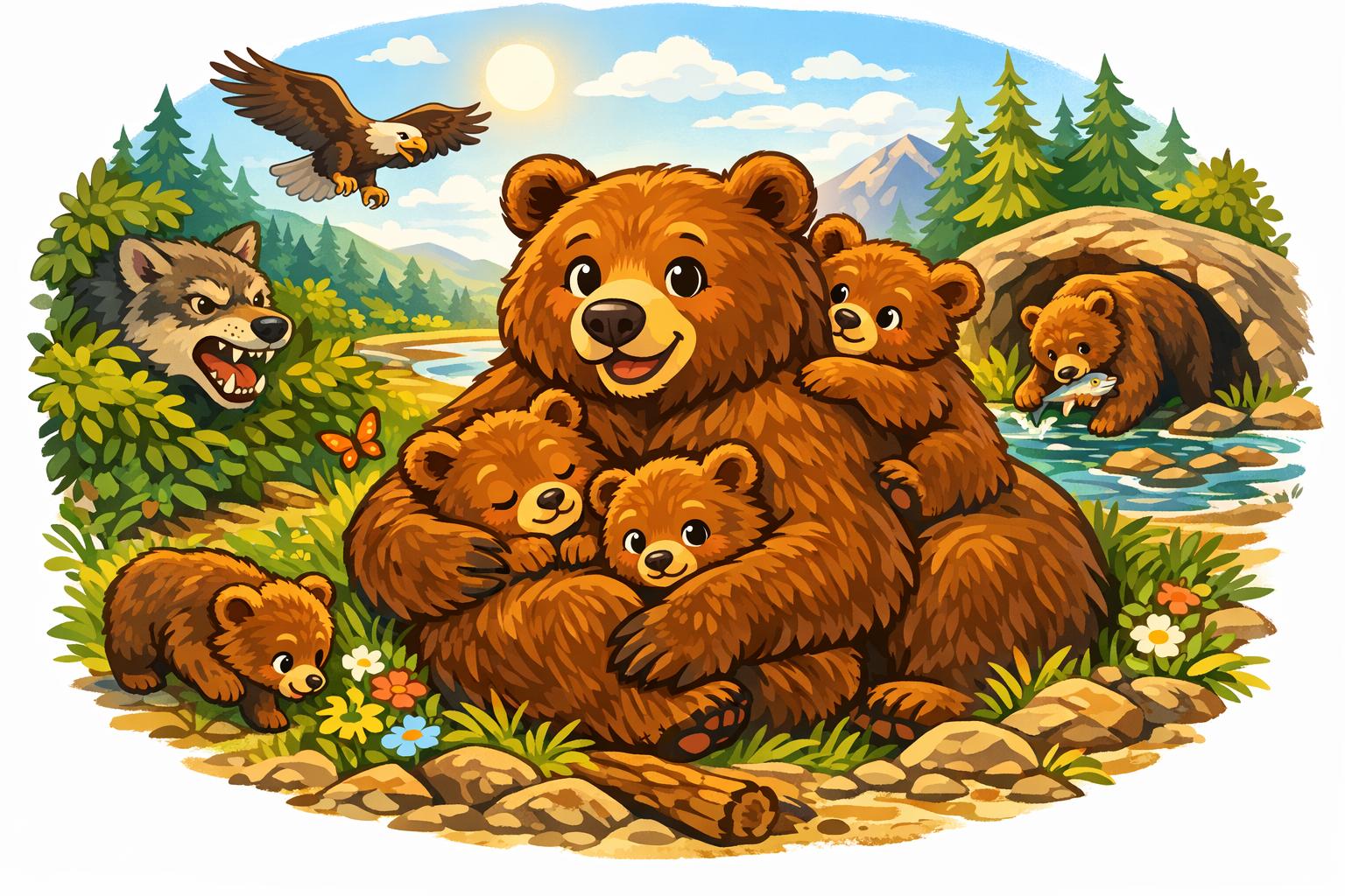 Cartoon bear illustration for article