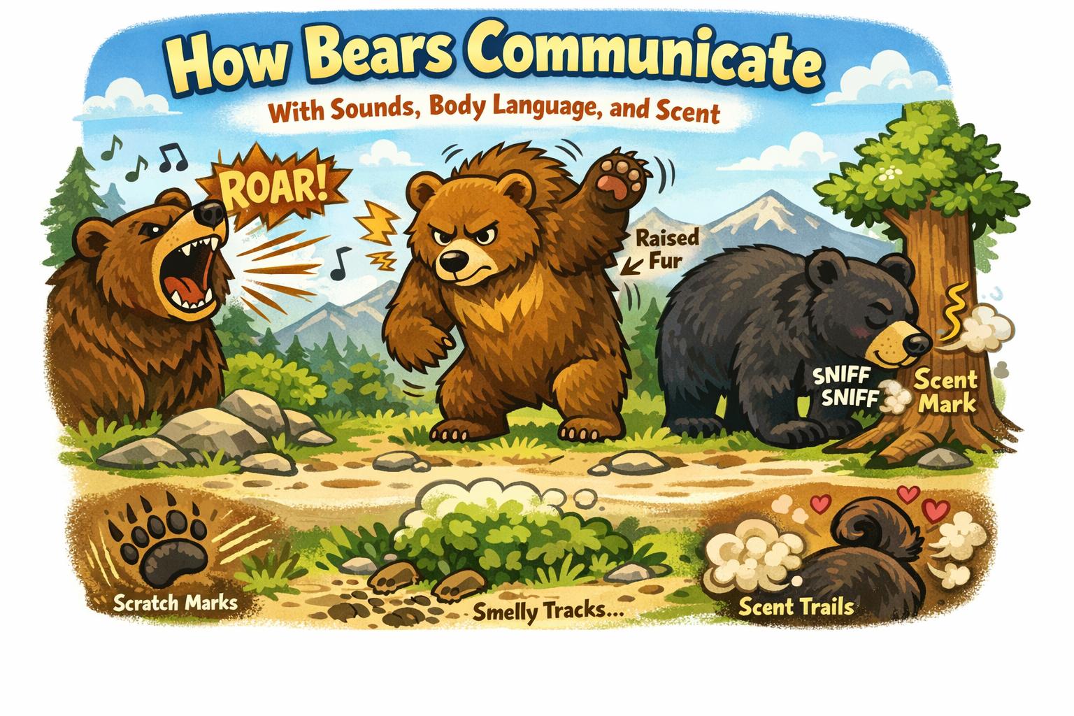 Cartoon bear illustration for article