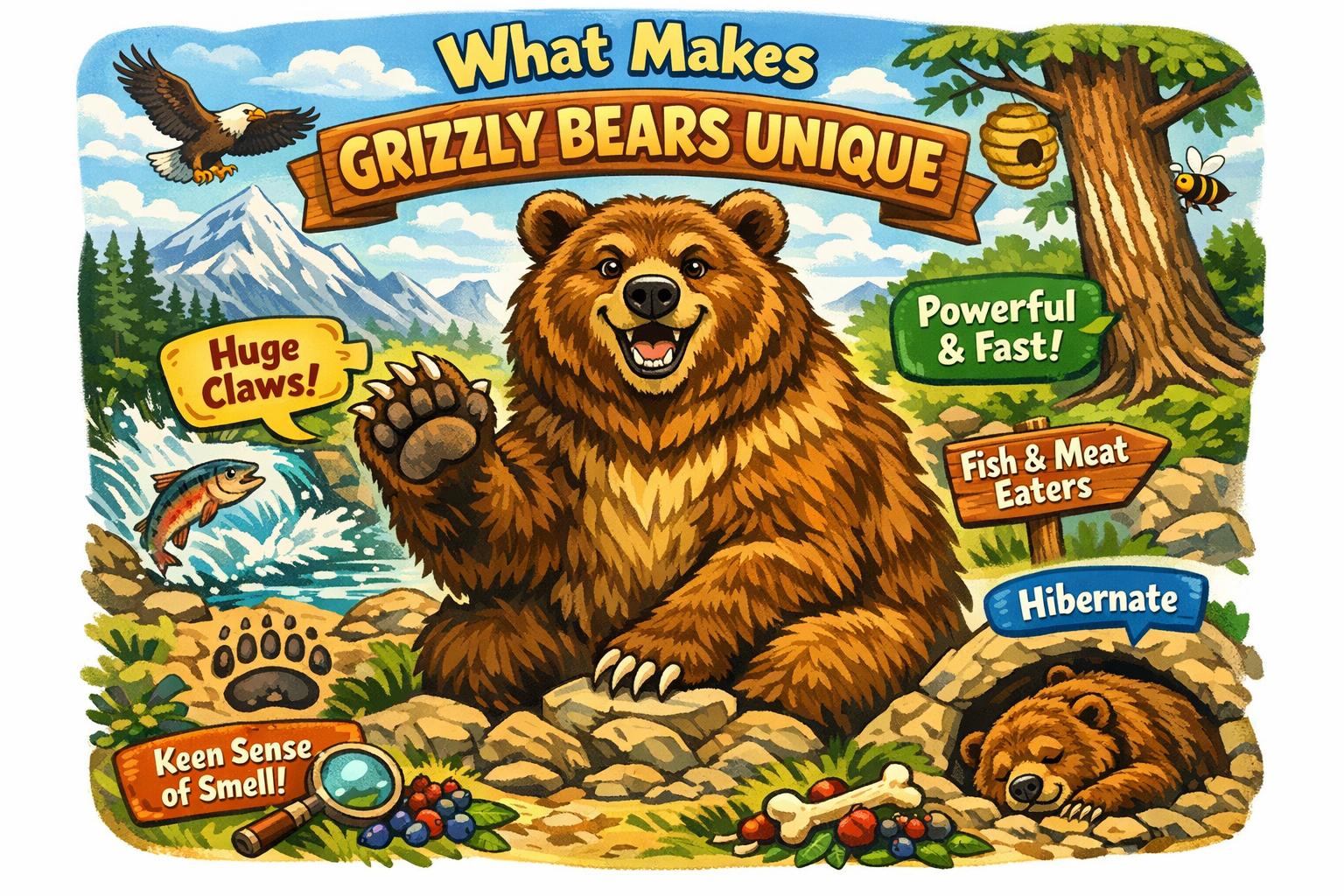Cartoon bear illustration for article