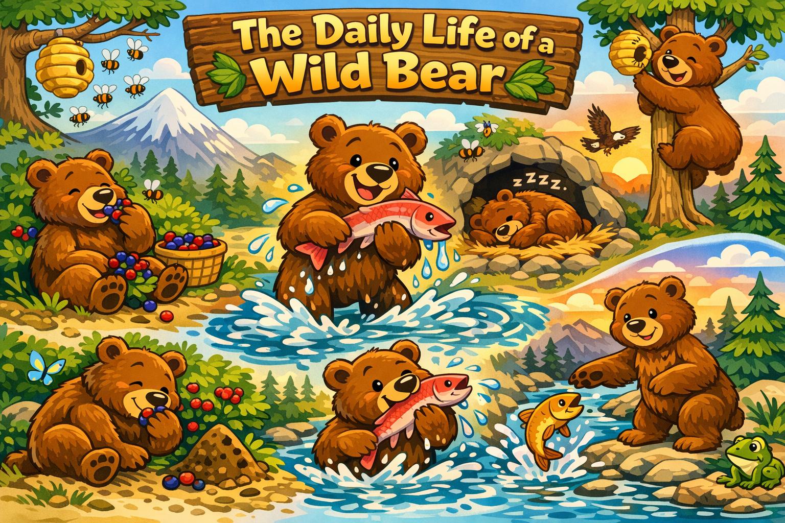 Cartoon bear illustration for article